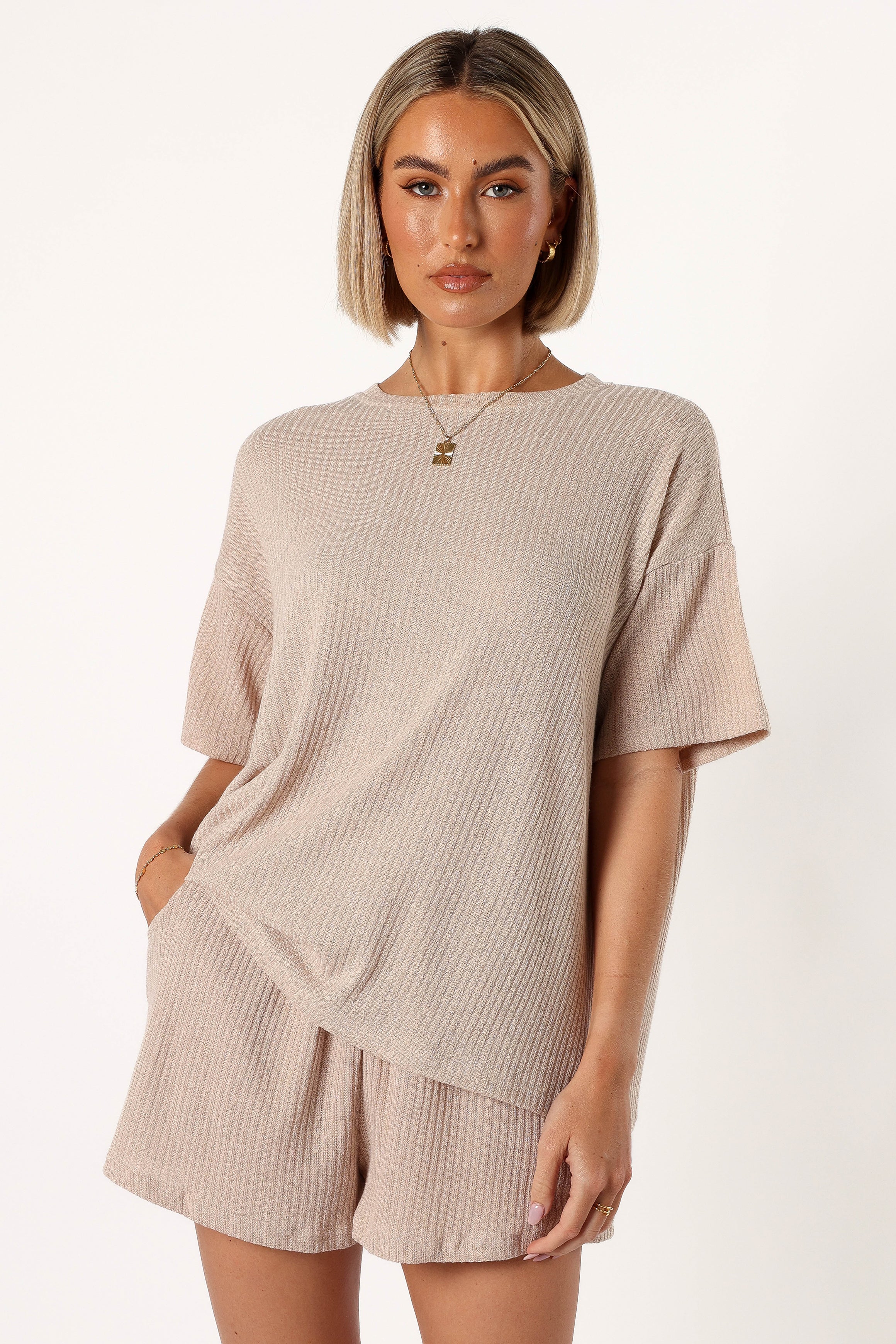 Granger Knit Short Set Tan