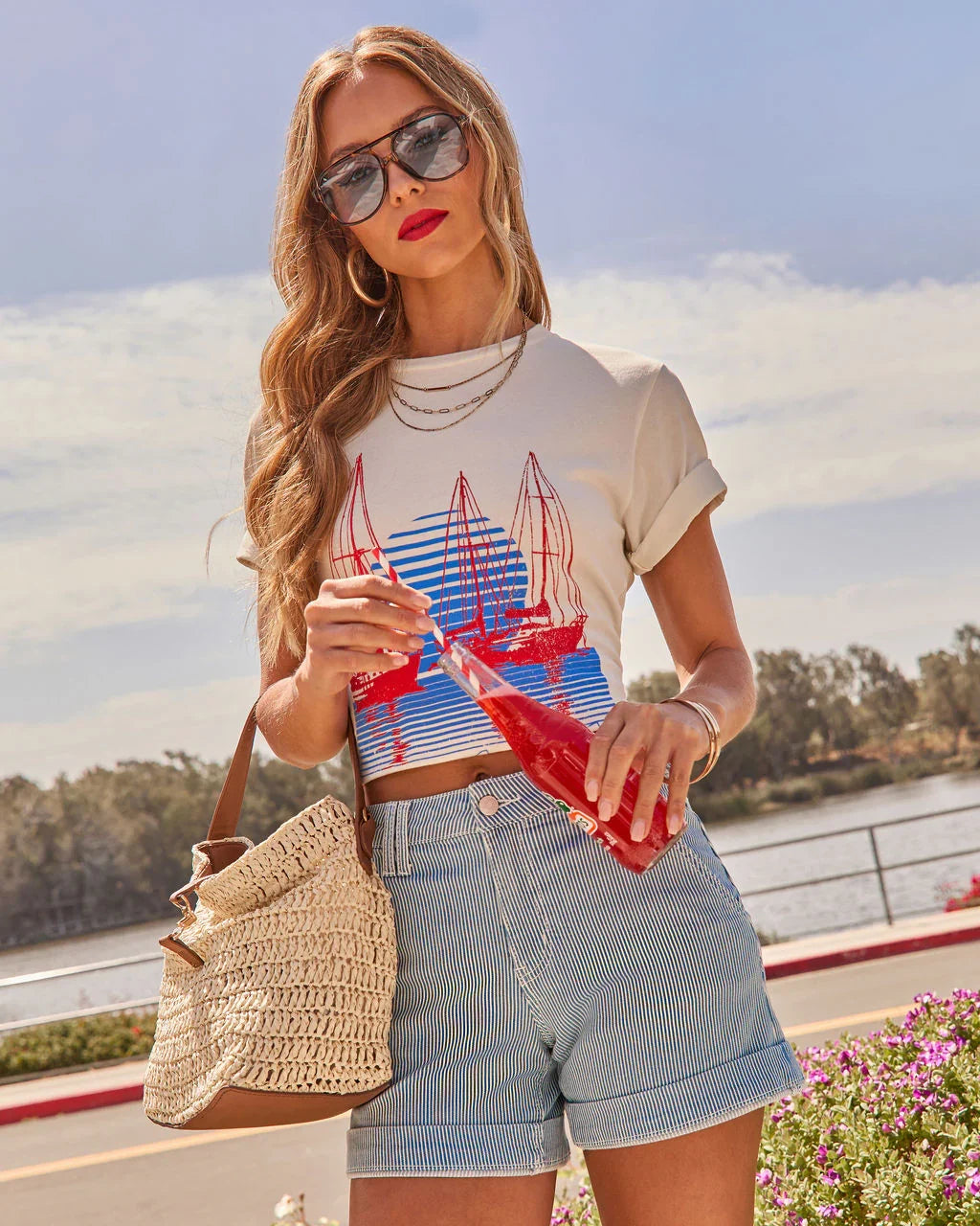 Montauk Sailing Graphic Cotton Short Sleeve Tee