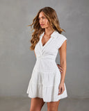 Mirza Collared Eyelet Mini Dress