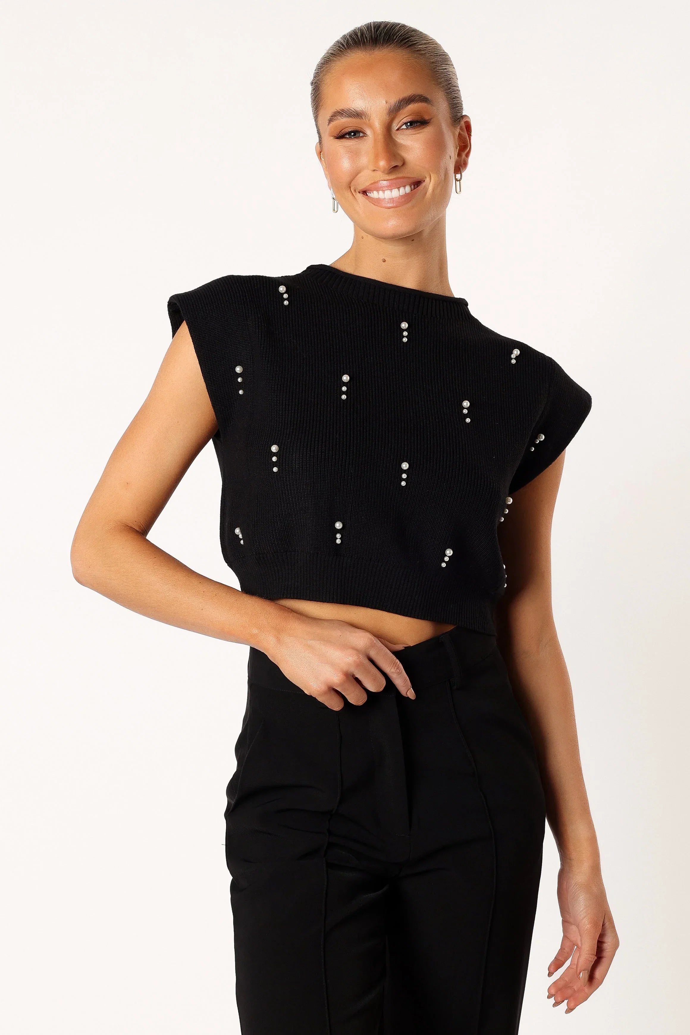 Malani Beaded Top Black