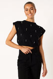 Malani Beaded Top Black
