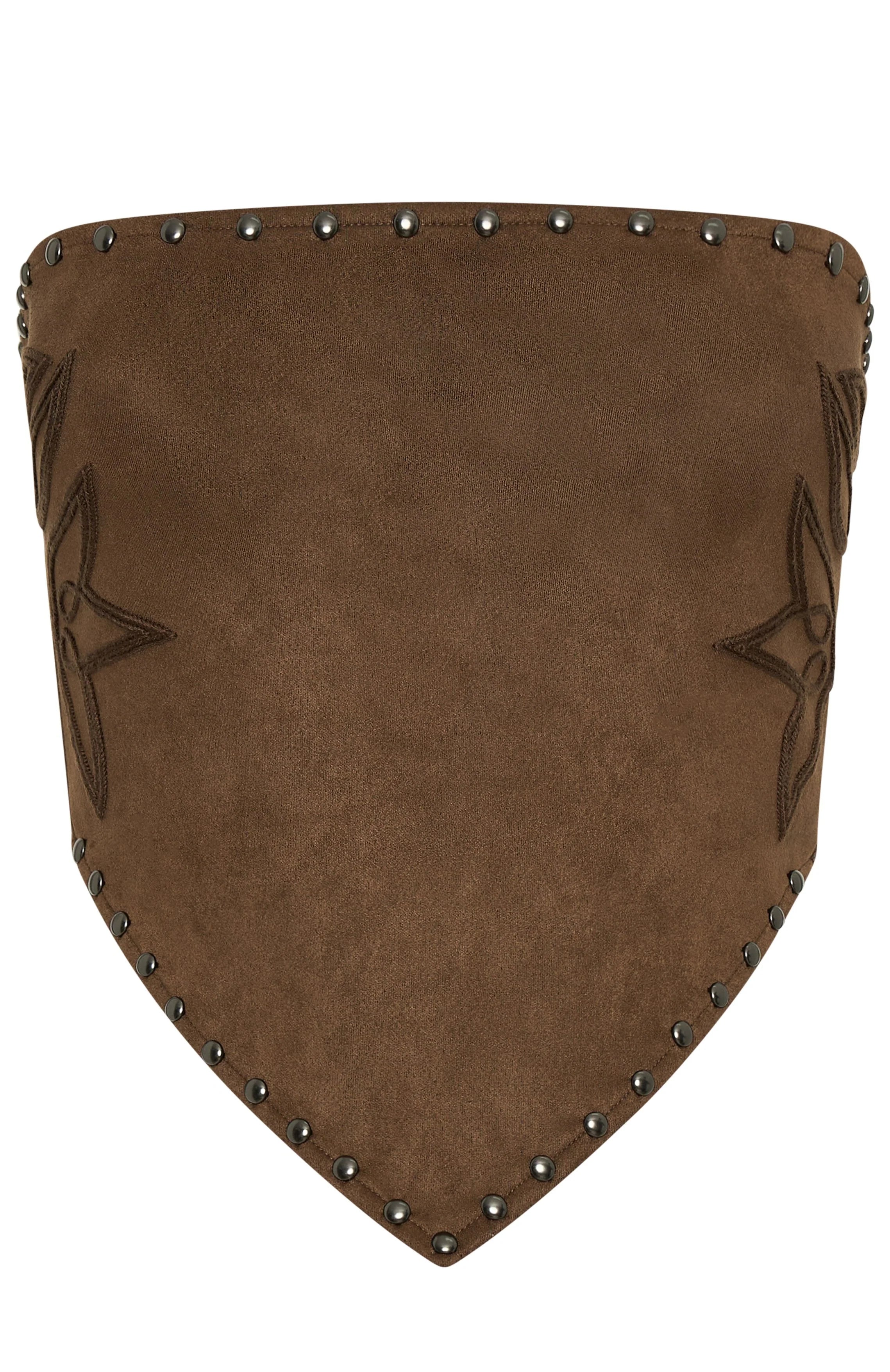 Rumours Strapless Faux Suede Top Chocolate