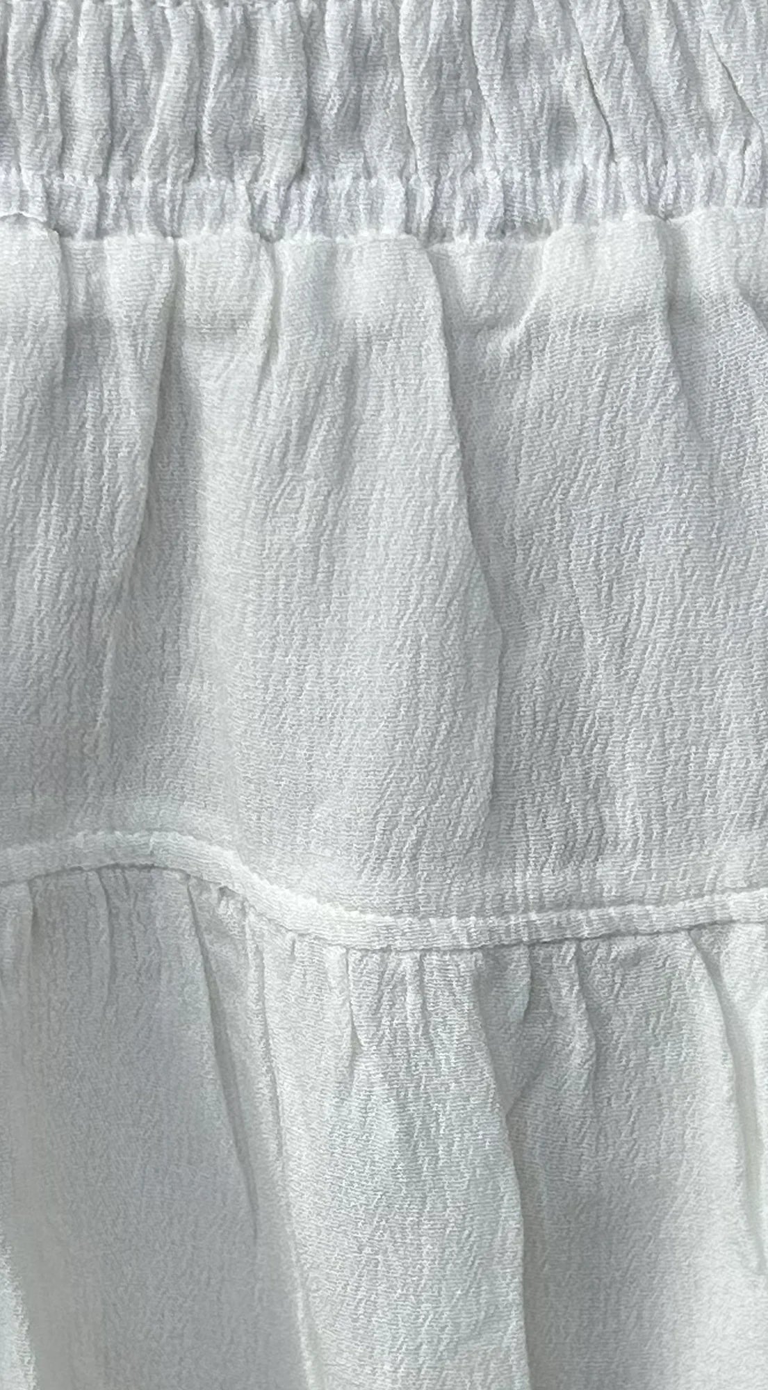 Calypsea Crinkle Gauze Tiered Mini Skort White