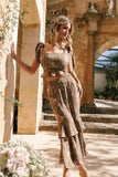 Luna Two Piece Set Olive Print