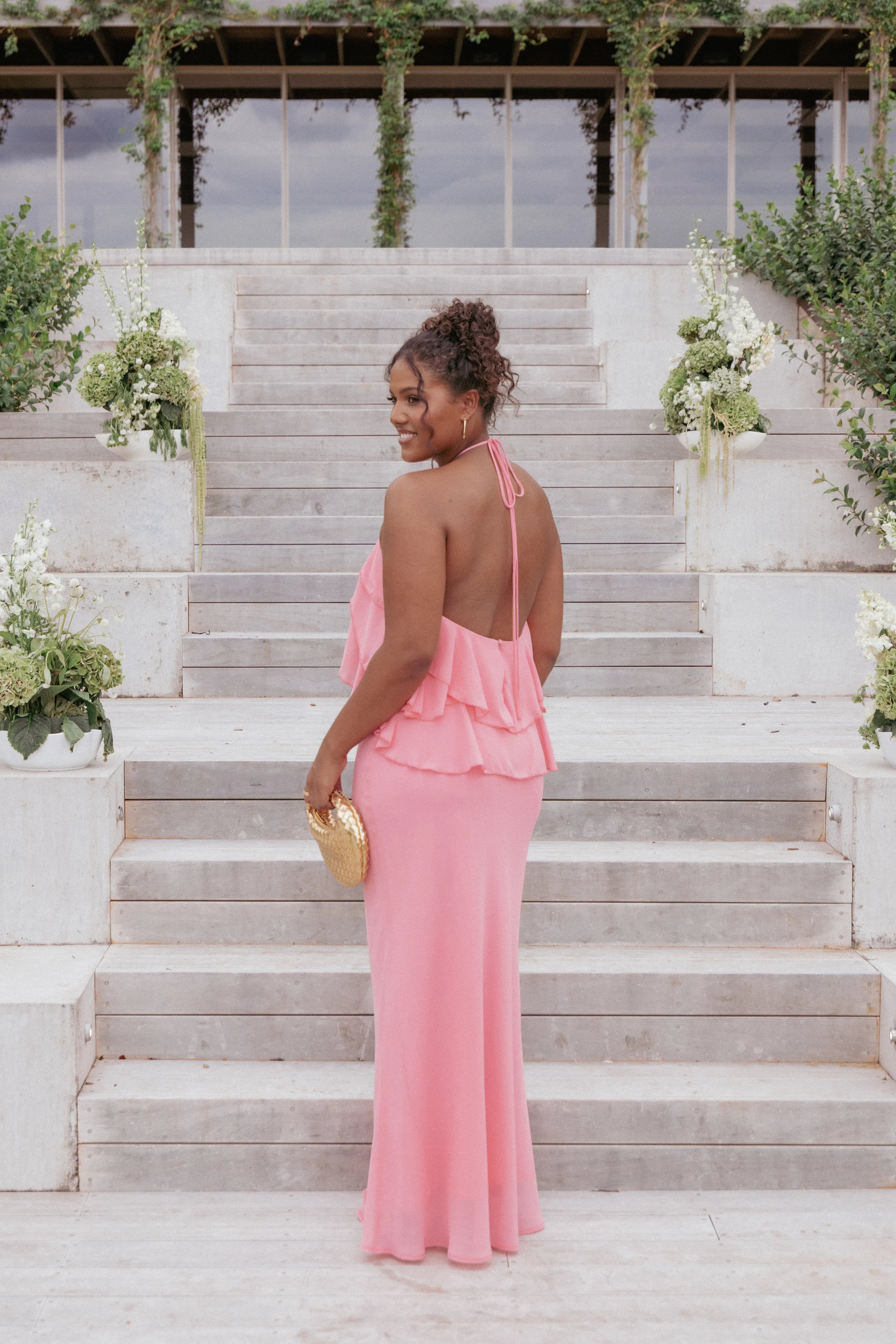 Zorina Halterneck Maxi Dress Coral