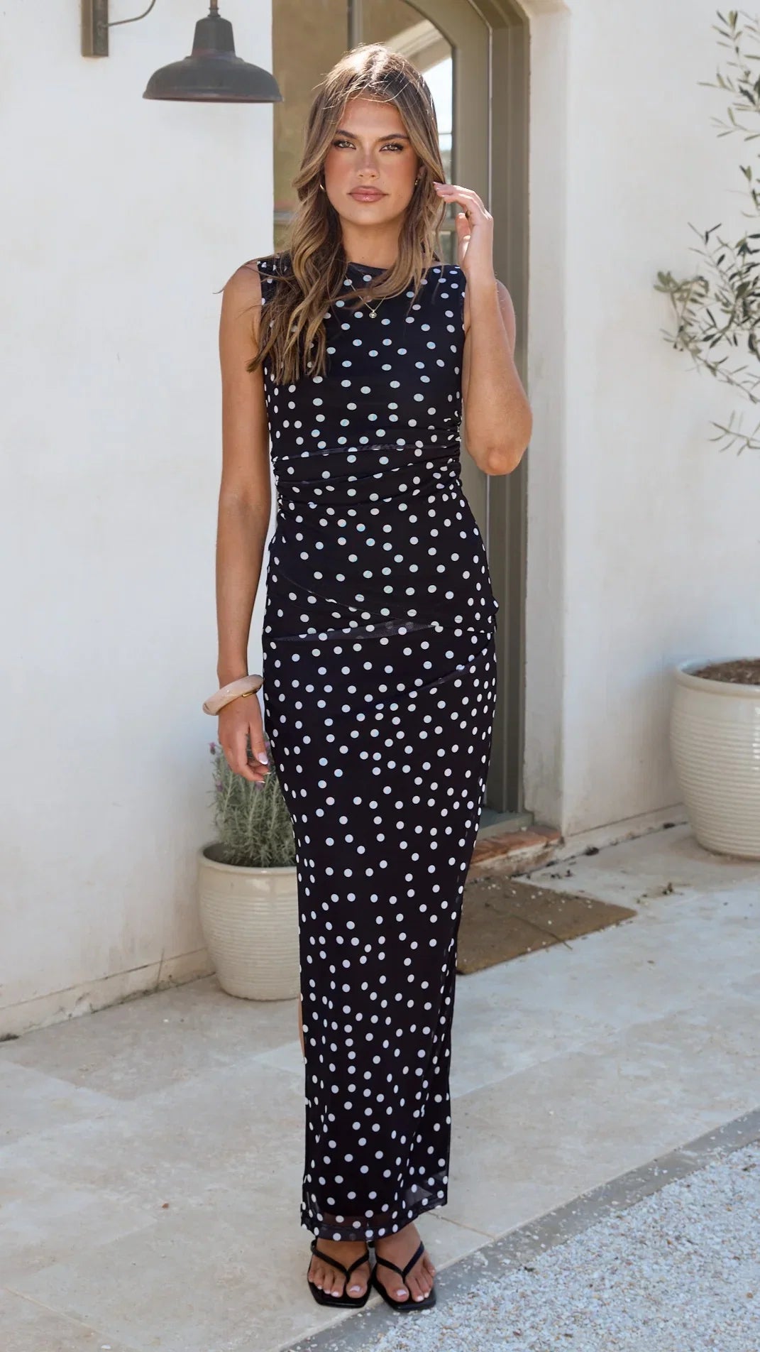 Janika Maxi Skirt Black White Polka Dot