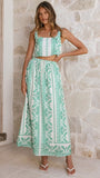 Jasmine Maxi Skirt Green Aztec