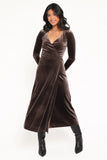 Darby Long Sleeve Midi Dress Dark Brown