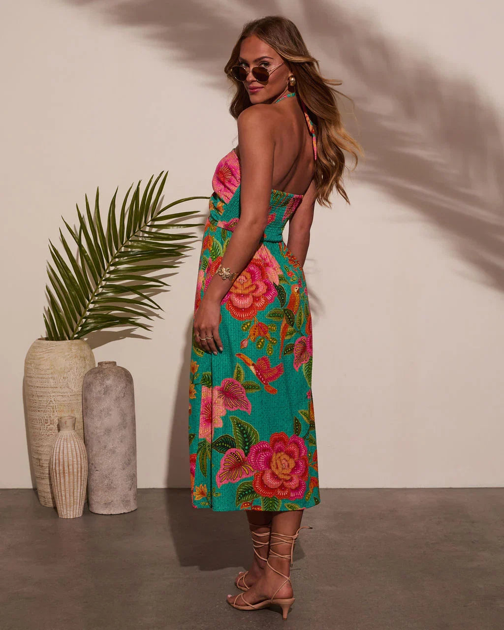 Jessica Floral Halter Midi Dress