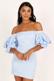 Fern Puff Sleeve Mini Dress Icy Blue