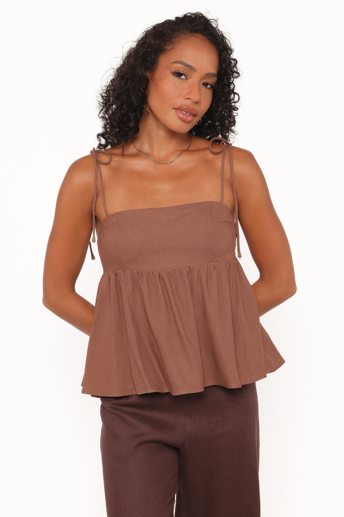 Zephyra Baby Doll Top Brown