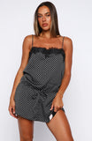 Lustre Aura Mini Dress Black White Polka Dot