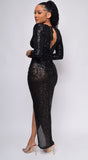 Nevada Black V Neck Sequin Maxi Dress