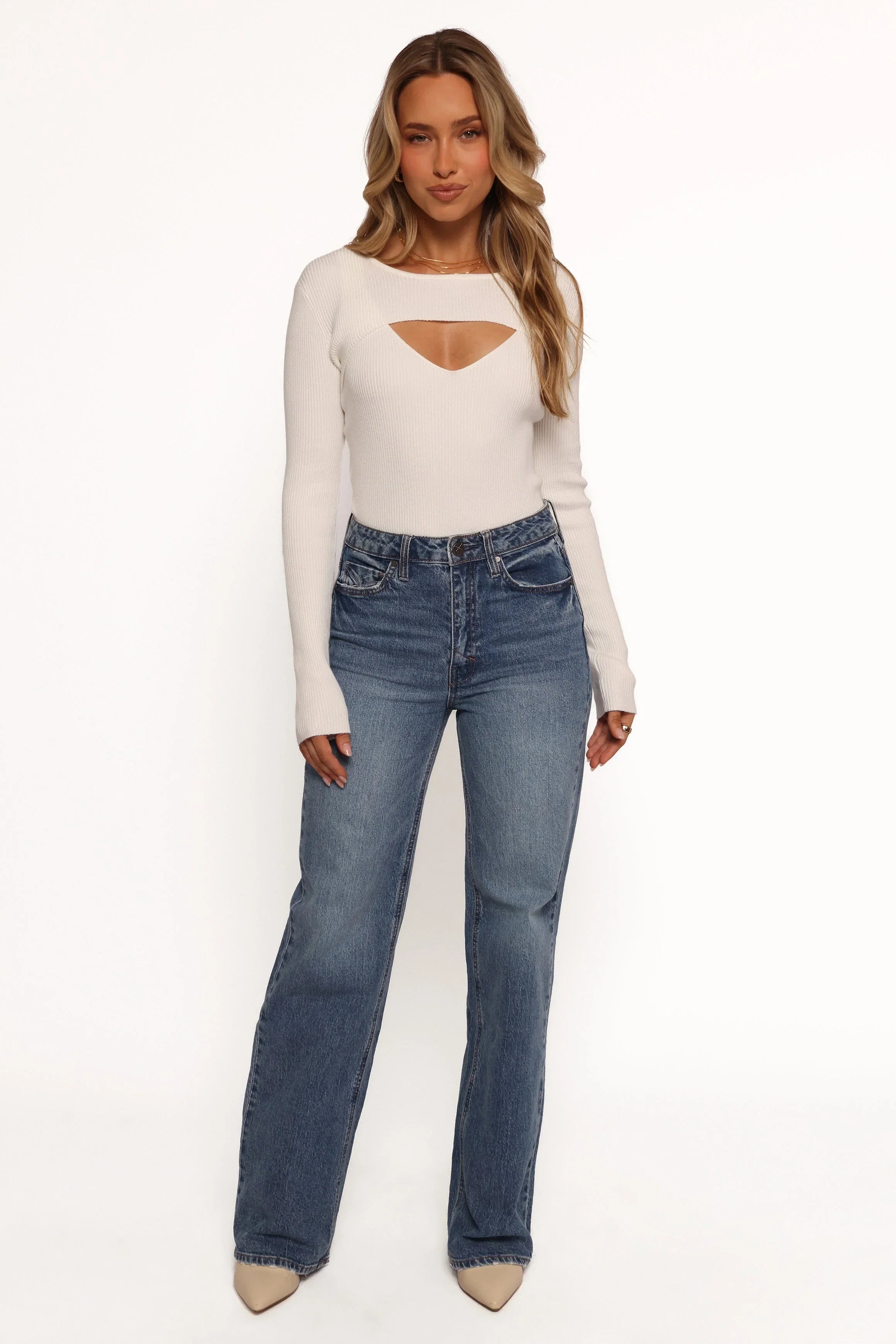 Jupiter Long Sleeve Knit Top Off White