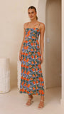 Carlia Midi Dress Orange Print
