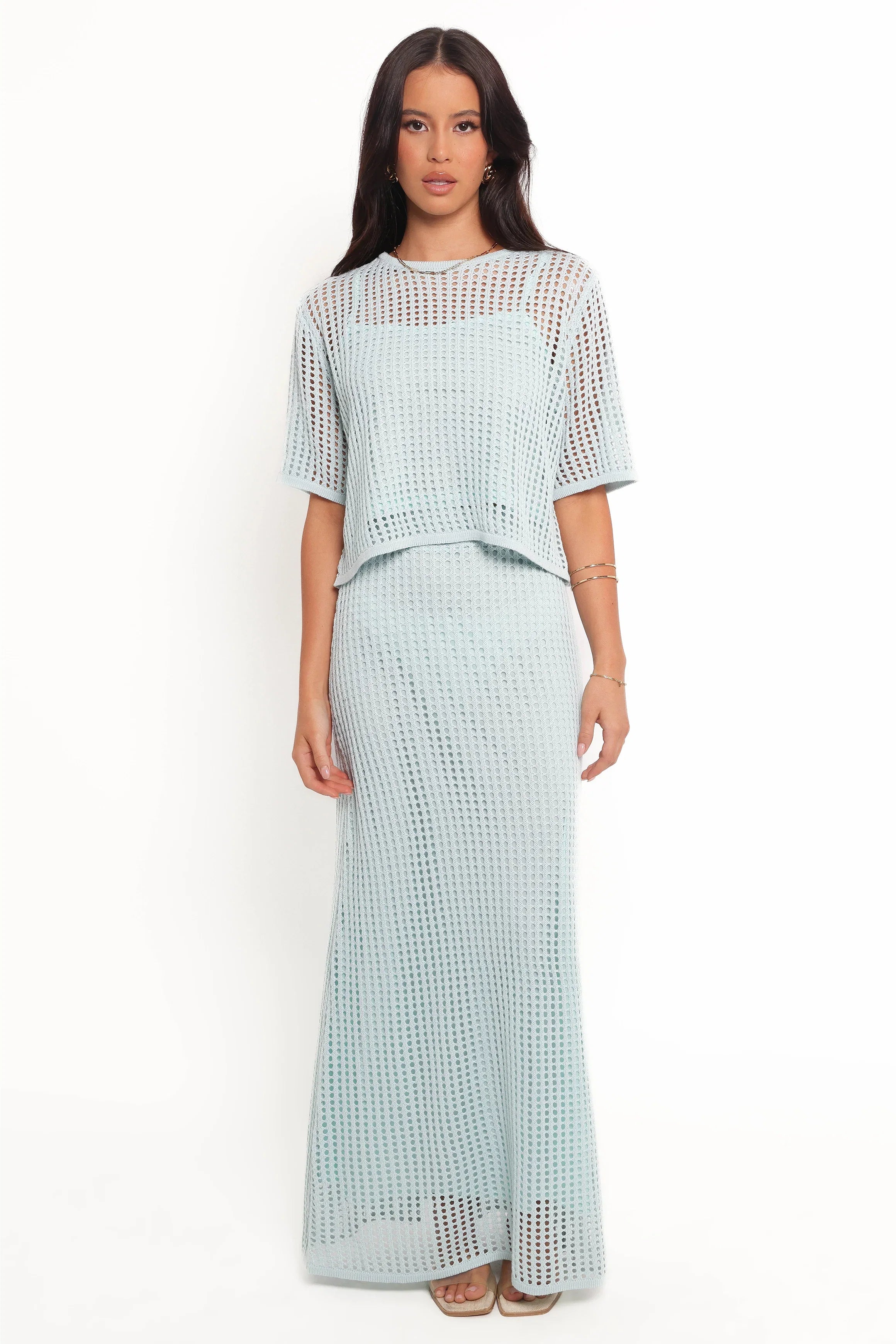 Kinnie Knit Skirt Set Light Blue