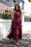 Frances Halterneck Maxi Dress Wine