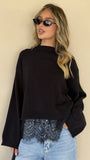 Kylan Lace Trim Sweater Black