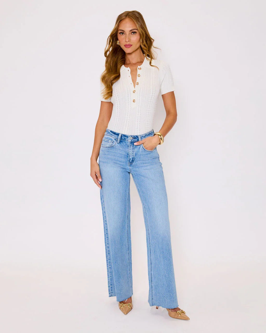Thaliah Ribbed Knit Henley Top