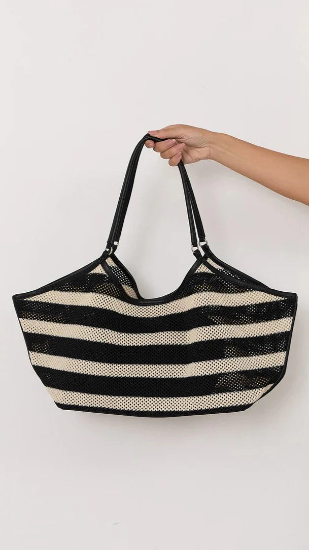 Sporty Weave Tote Black Natural