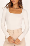 Shani Ribbed Knit Top White