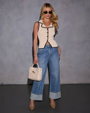 Solene Collared Contrast Trim Sweater Tank