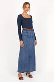 Shani Ribbed Knit Top Dusty Blue