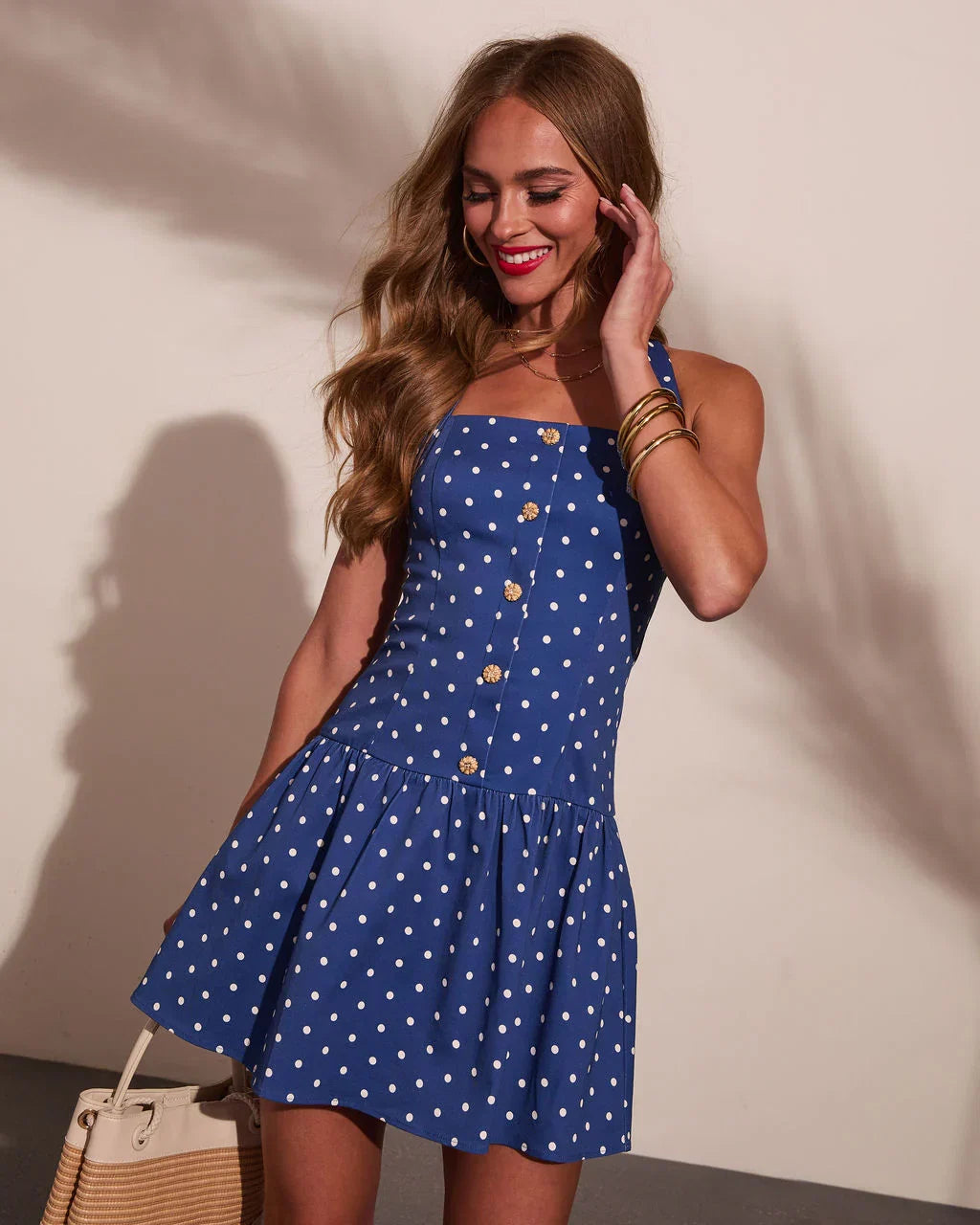Sugar Coast Polka Dot Halter Neck Mini Dress