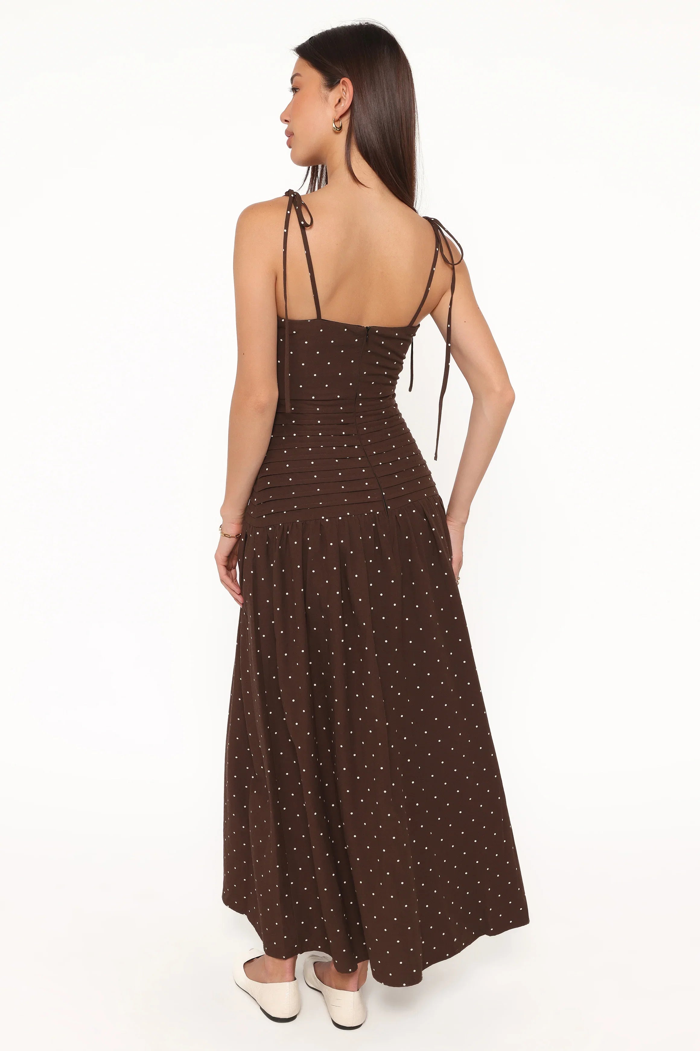 Mischa Maxi Dress Brown Polka Dot