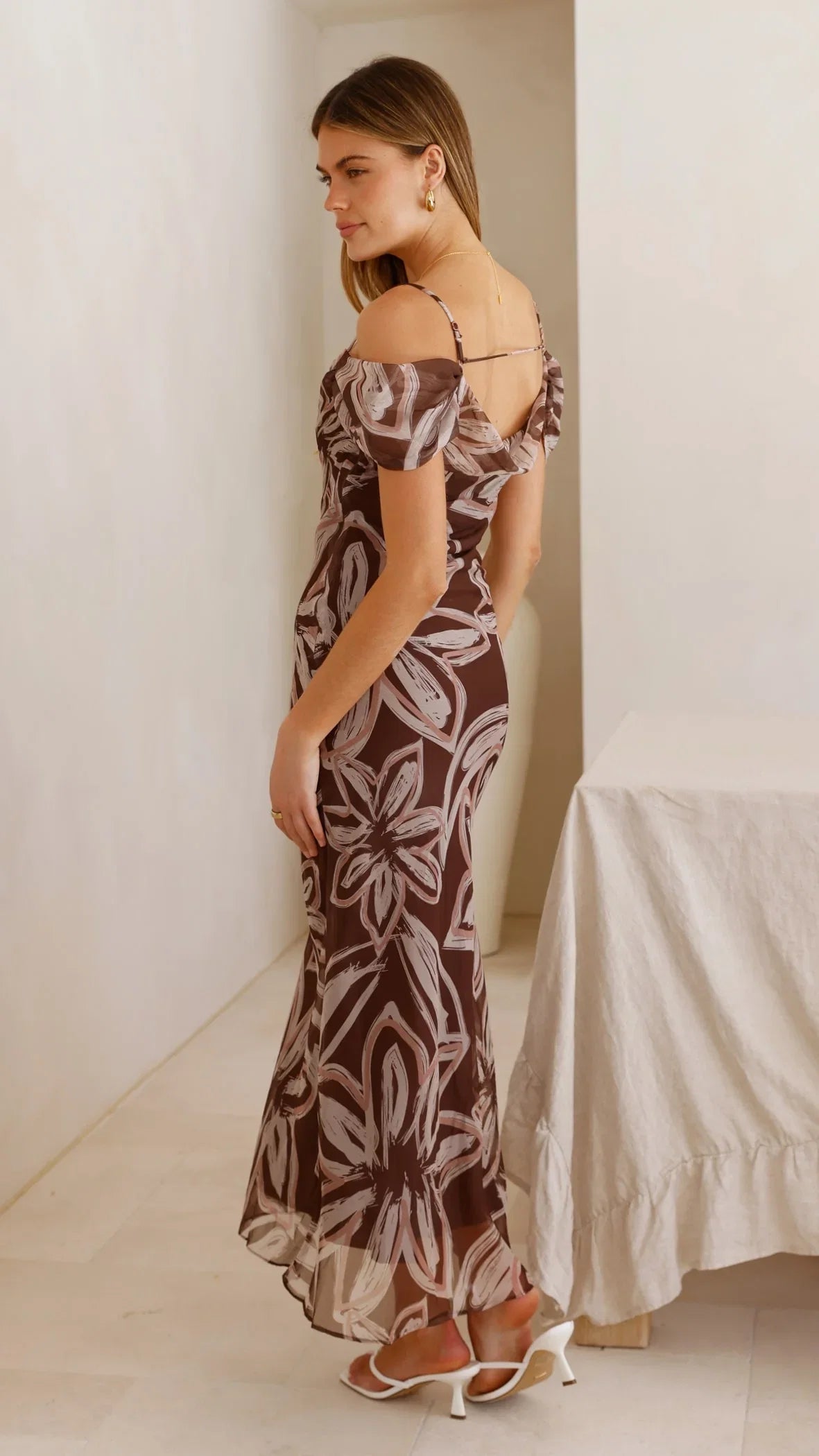 Adrianna Maxi Dress Brown Floral