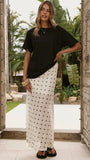 Onella Semi Sheer Maxi Skirt Cream Black Polka Dot