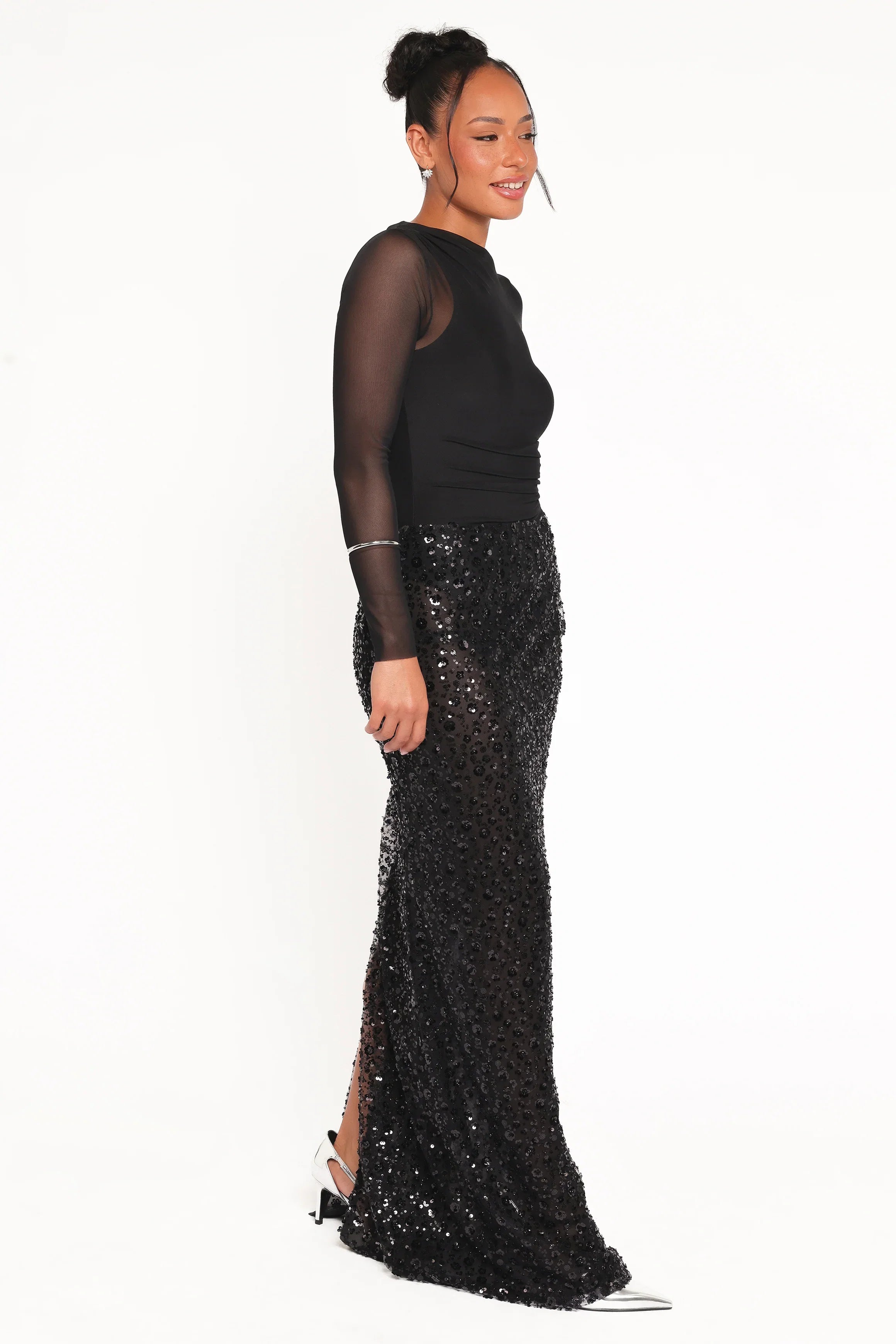 Jennings Sequin Maxi Skirt Black