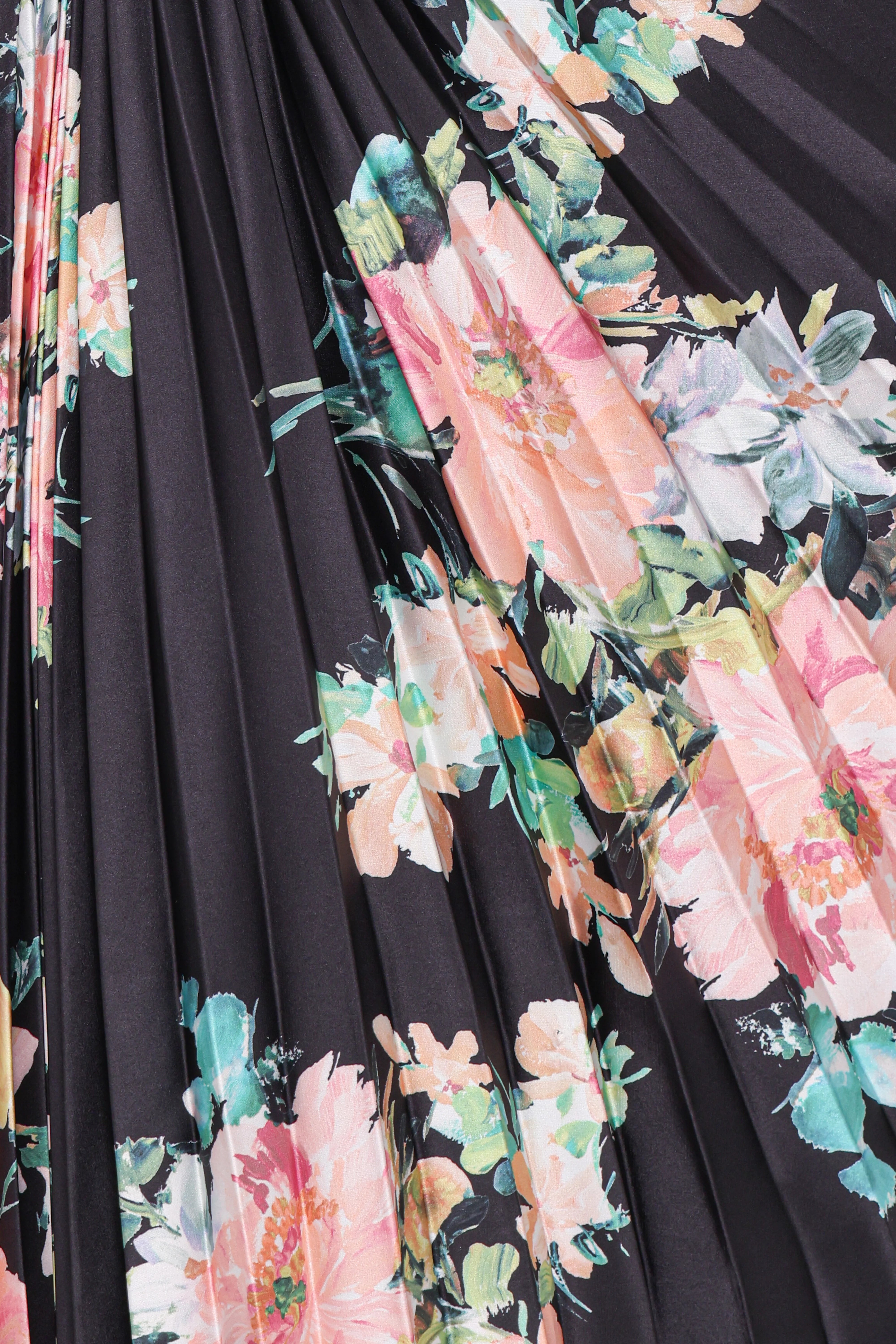 Kleo One Shoulder Maxi Dress Black Floral