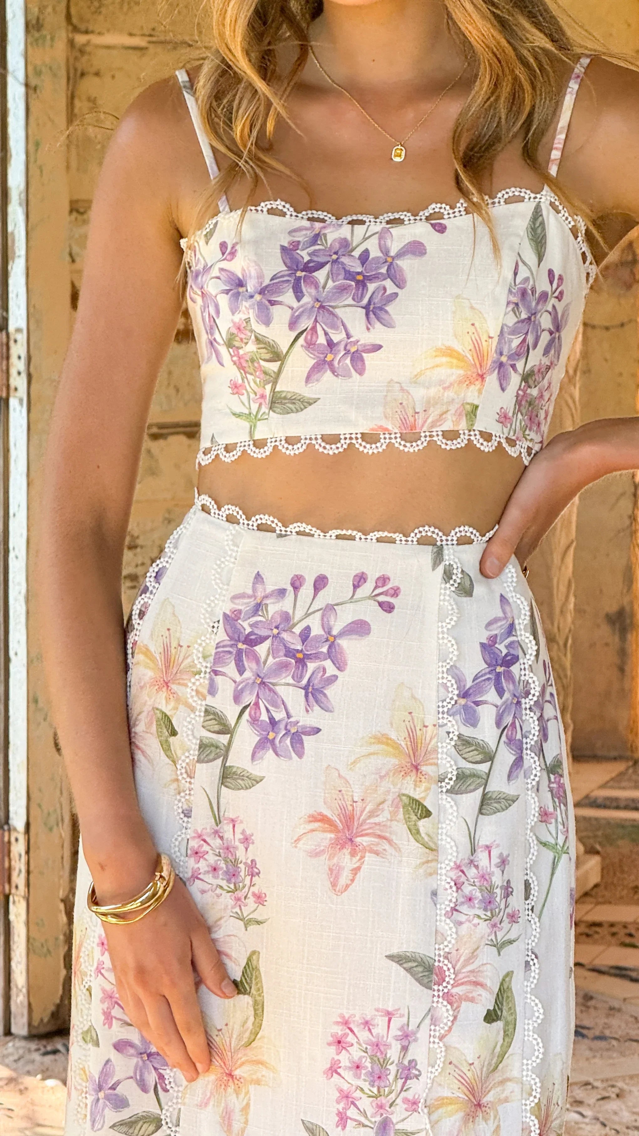 Kiva Crop Top Botanical Bloom