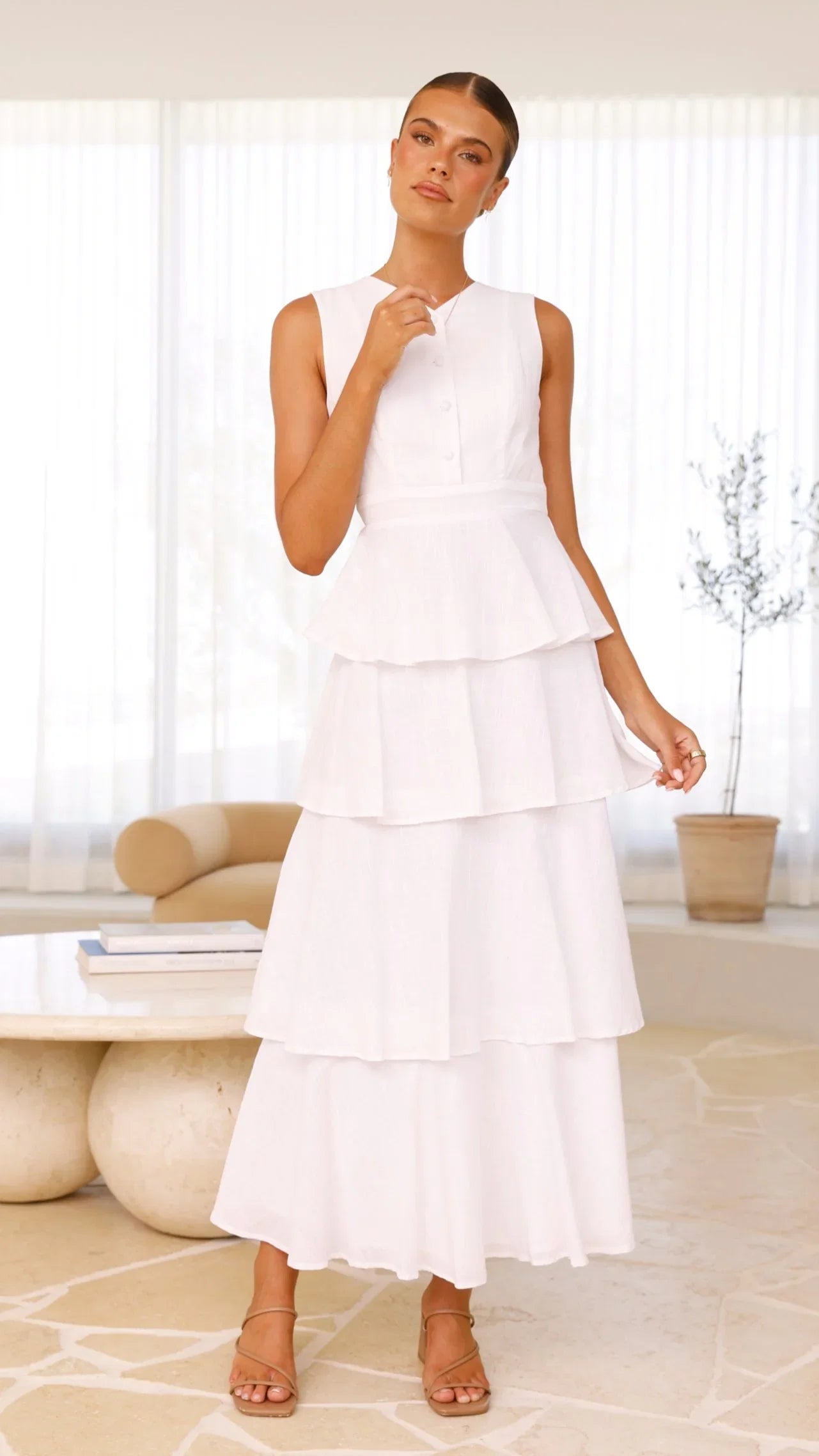 Anastasia Backless Maxi Dress White