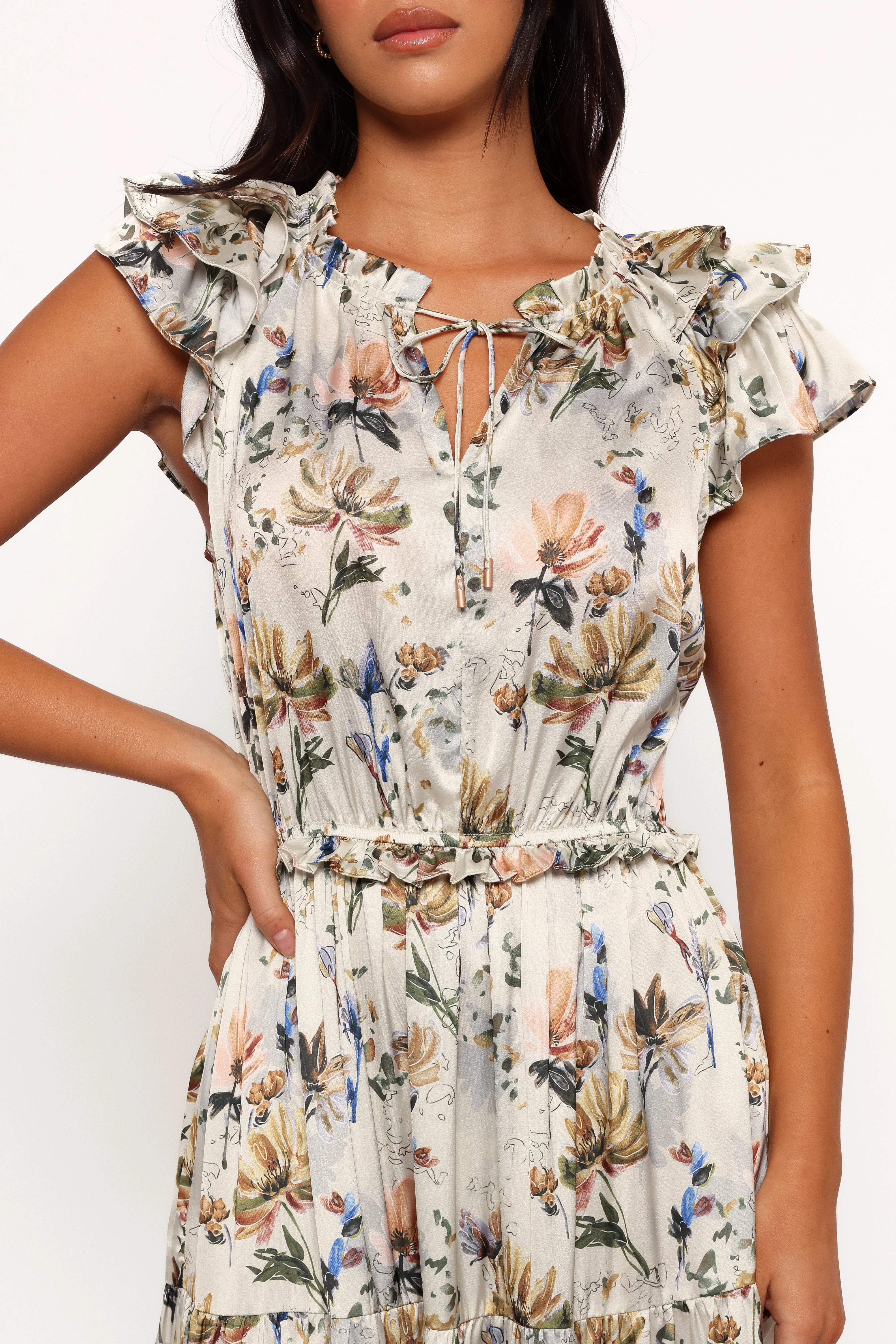 Lizzie Midi Dress Cream Floral