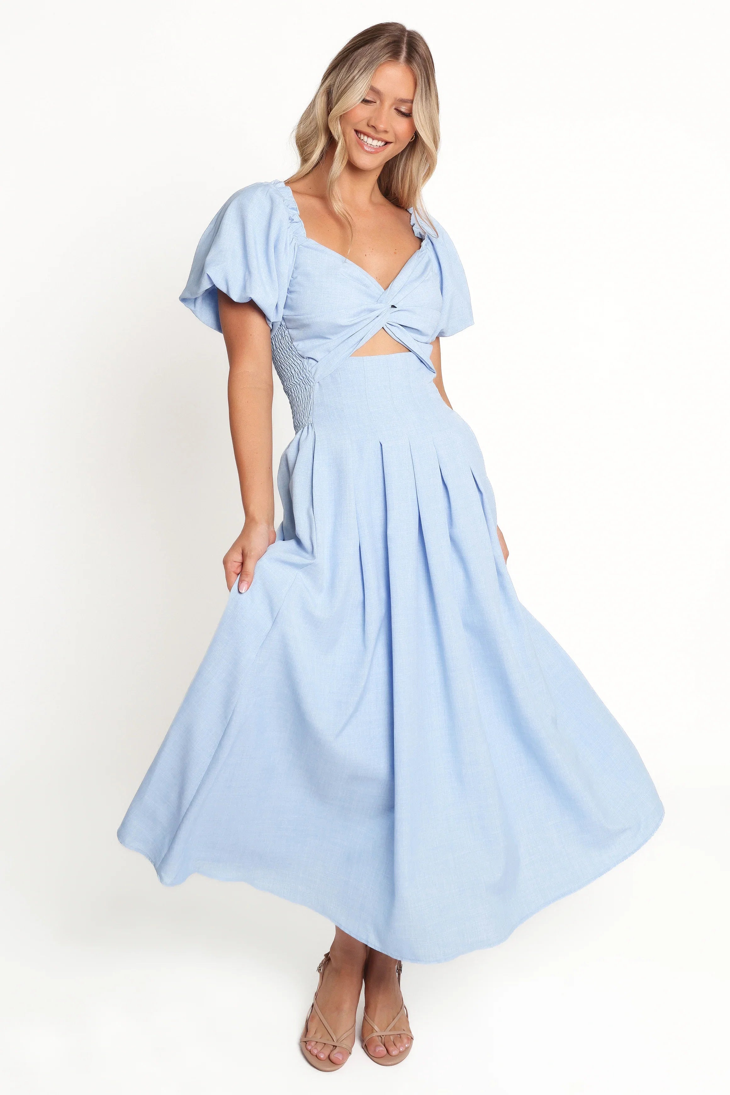 Cintra Puff Sleeve Maxi Dress Blue