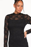 Davina Long Sleeve Midi Dress Black