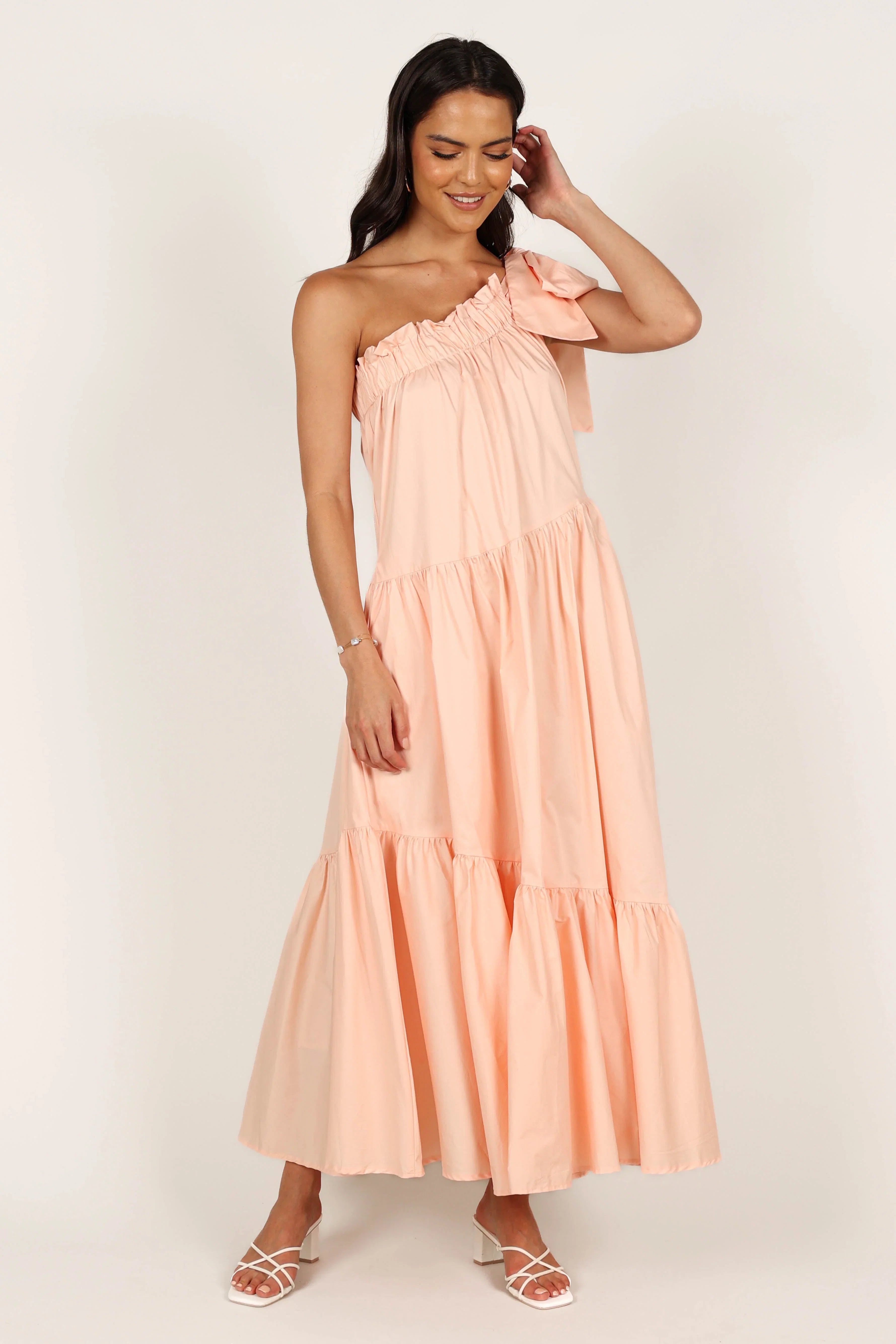 Ava One Shoulder Maxi Dress Peach