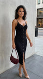 Skylen Ribbed Midi Dress Black