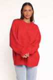 Lloyd Oversized Crew Knit Sweater Red