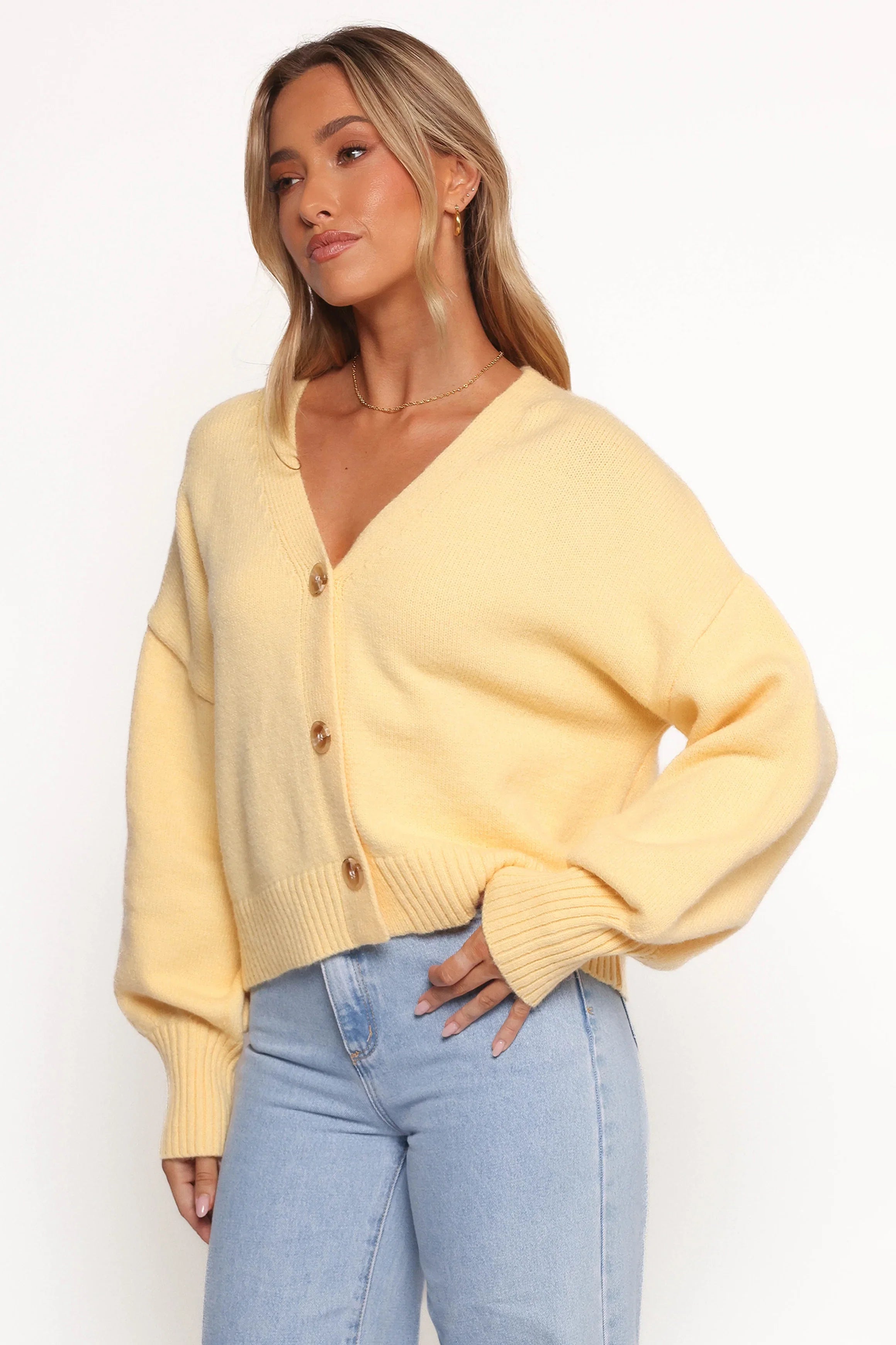 Isabel Button Front Cardigan Yellow