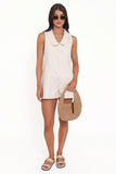 Lavina Collared Romper Cream