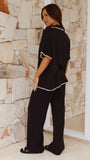 Madian Button Up Shirt and Pants Set Black