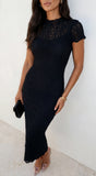 Kinga Lace Midi Dress Black