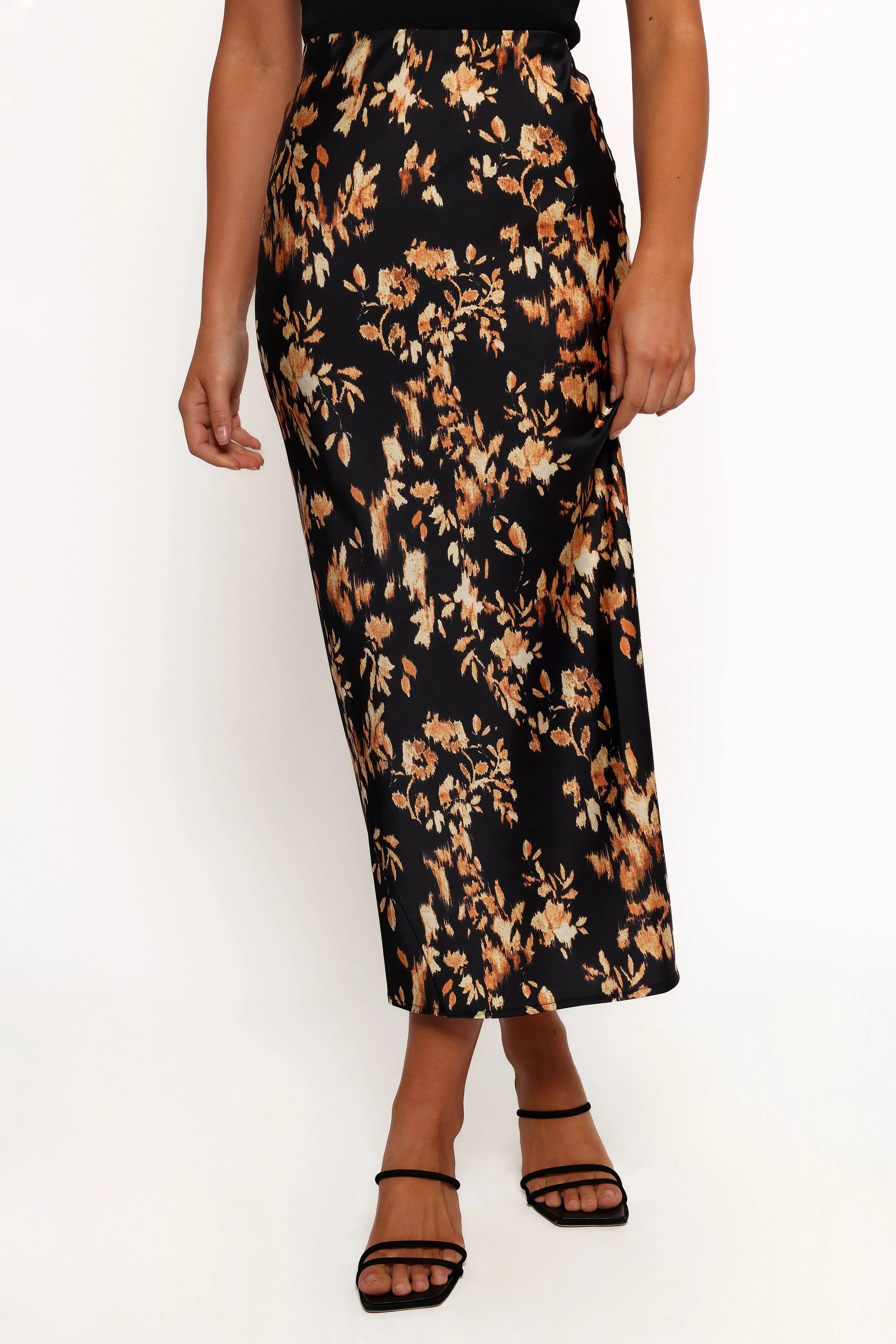 Kenna Satin Midi Skirt Midnight Glow