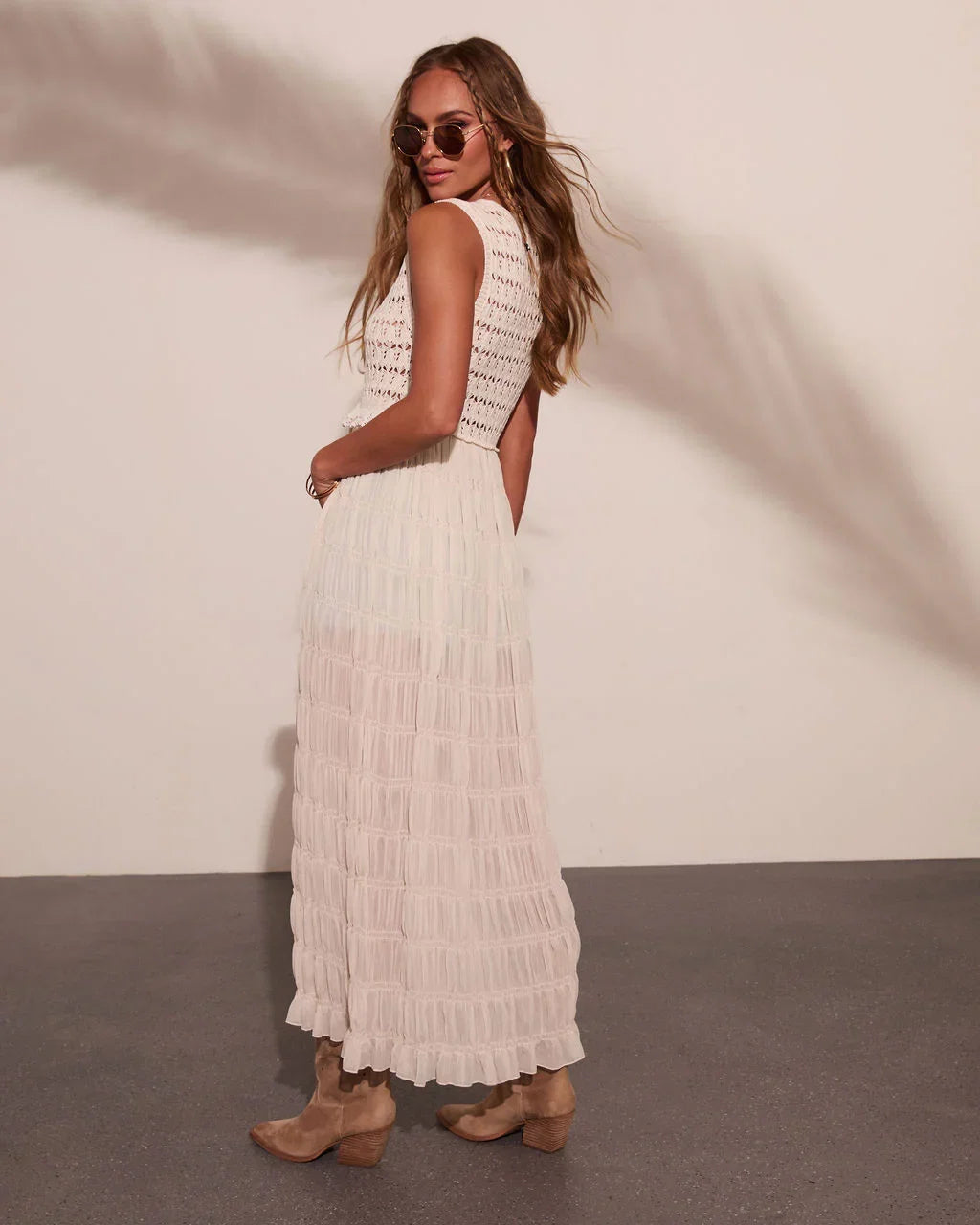 Boheme Muse Crochet Front Tie Longline Top