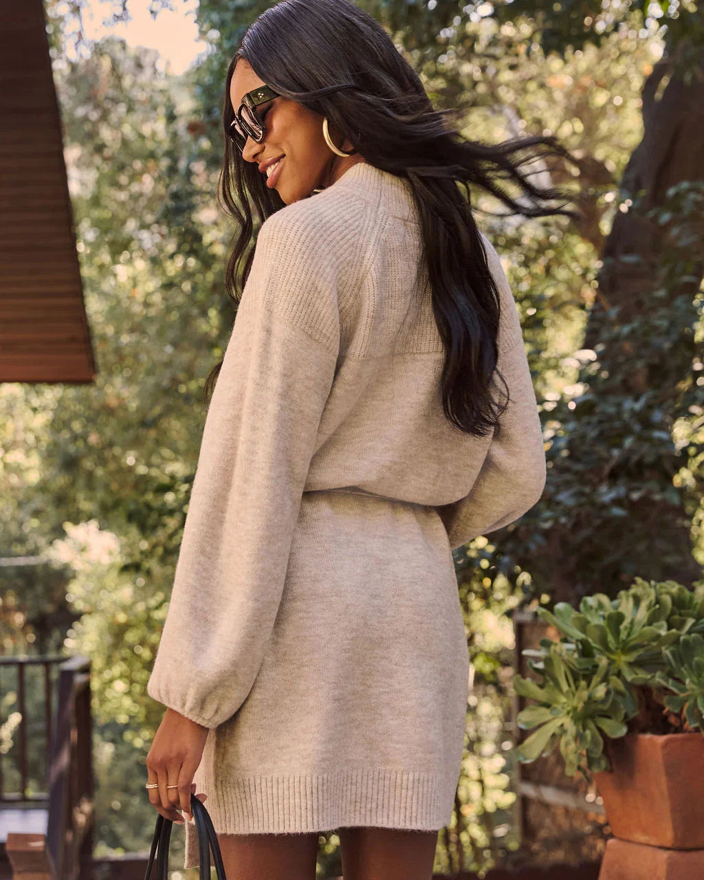 Caitlin Long Sleeve Tie Waist Sweater Dress