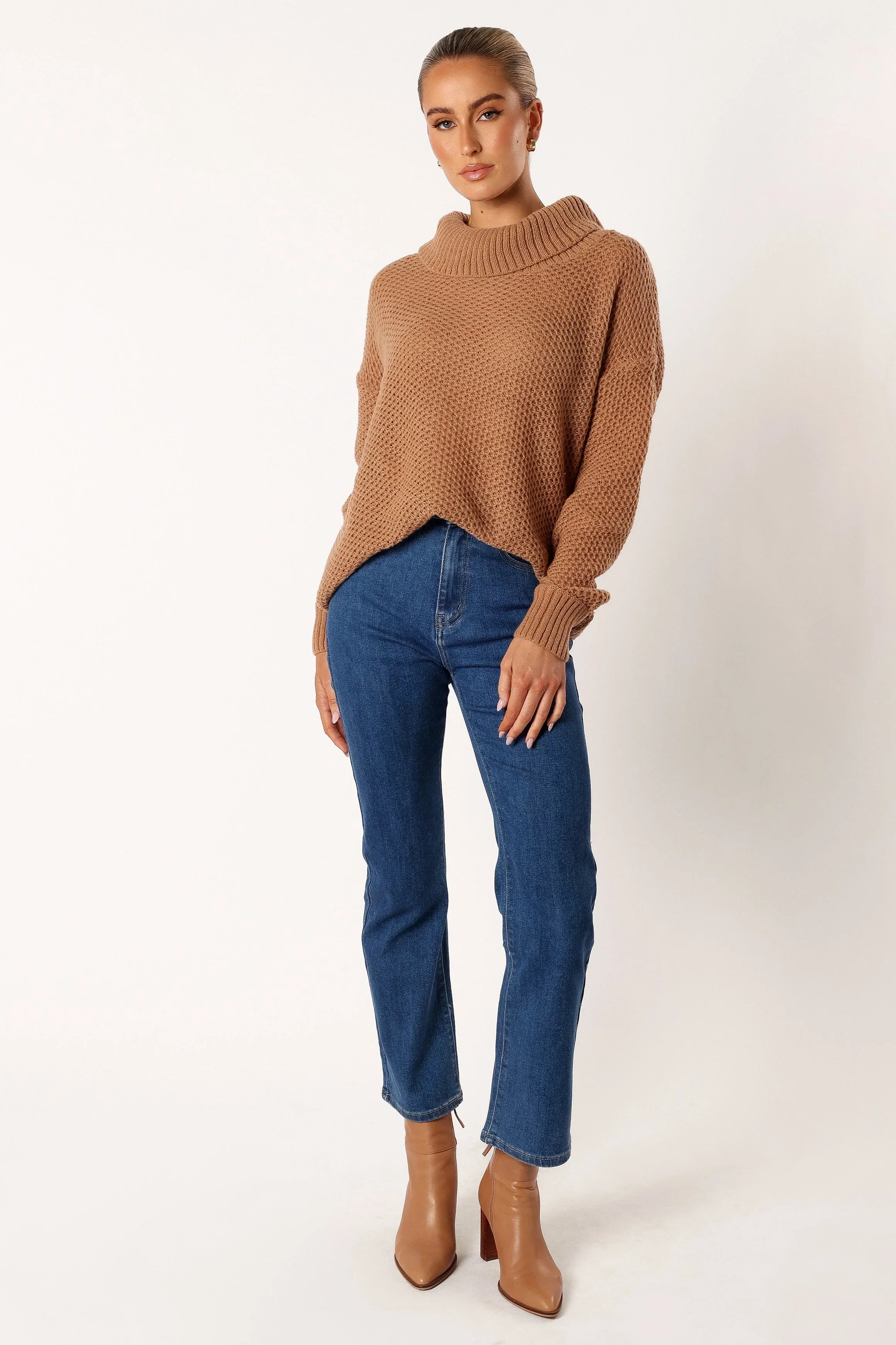 Rayne Turtleneck Knit Sweater Beige