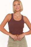 Berenice Ruffle Hem Knitted Top Brown